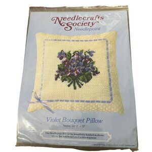 Needlecrafts Society Violet Bouquet Pillow Needlepoint Kit 12" x 12"